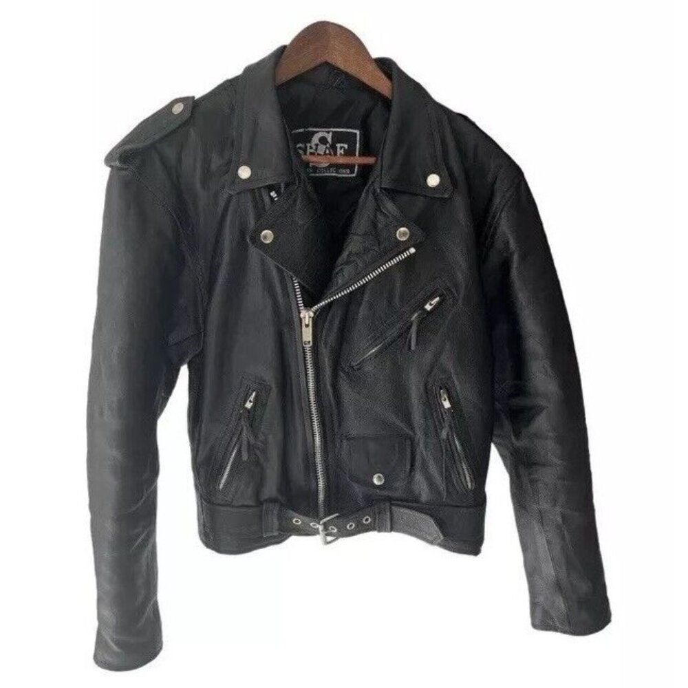 Vtg Shaf Women's Leather Biker Jacket No Size Label See Measurements for Size